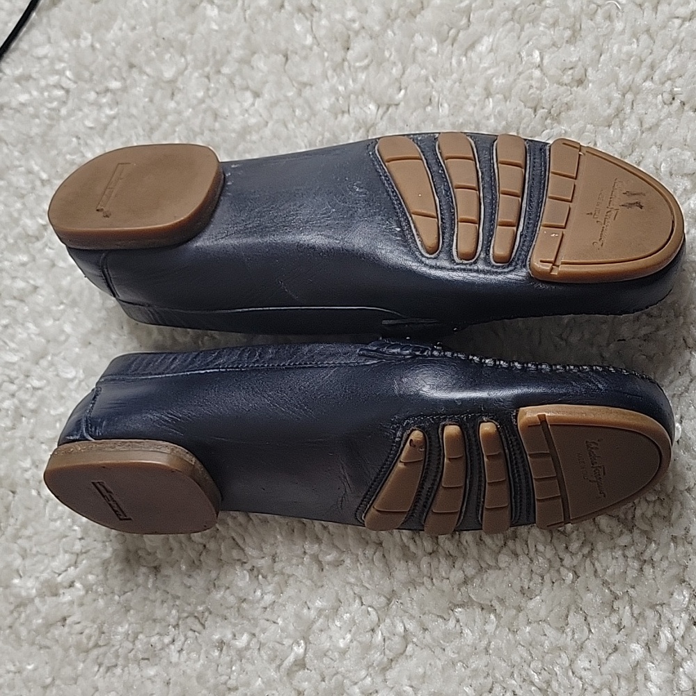 Salvatore ferragamo Ganachi navy leather driving loafers/shoes size 7 - Picture 11 of 16
